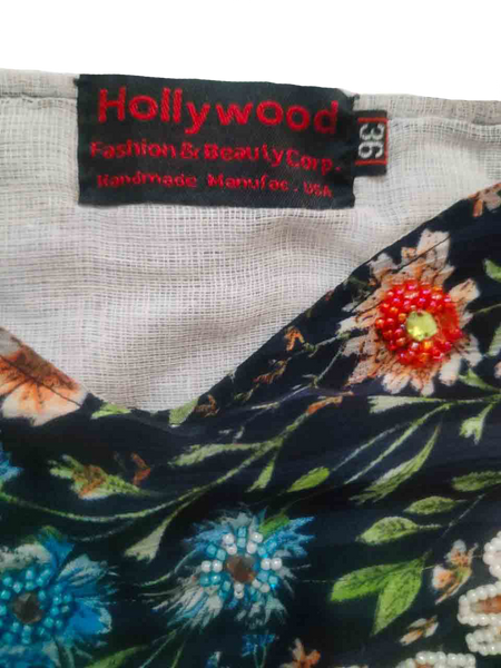 Off Shoulder Floral Patterned Artistic Beaded Embellishment