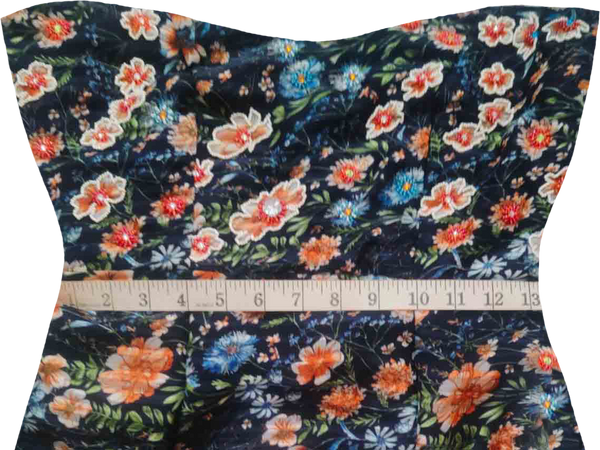 Off Shoulder Floral Patterned Artistic Beaded Embellishment