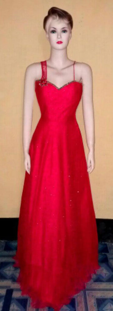 Sleeveless Artistic Pearl & Crystal Beaded Gown. Medium.