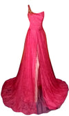 One Shoulder Crystal Beaded Silk Net Katan Royal Gown, Medium.