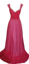 Crystal Beaded Floral Design Silk Net Gown. Medium.