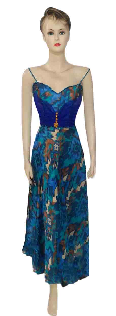 Sleeveless Crystal Beaded Pure Silk Dress. Medium