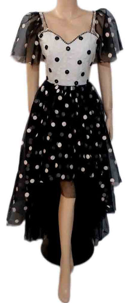 Crystal Beaded Black & White Muslin Midi Dress. Small