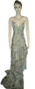 Sleeveless Crystal Beaded Printed Silk Gown. Medium