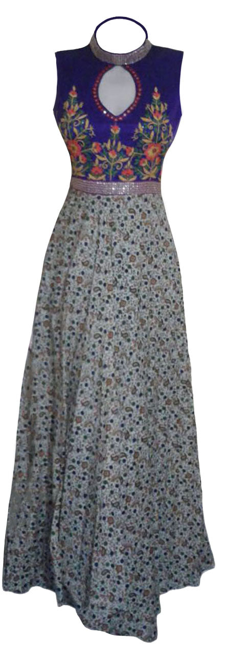 Hand Embroidered Floral Designer Beaded Long Midi. Small