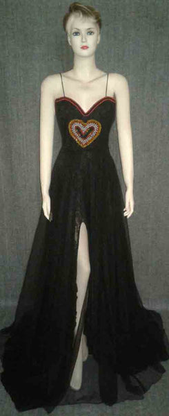 Pearl & Crystal Beaded Sateen Katan Net Valentine Gown. Medium.