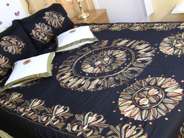 Hand Embroidered / Needle Work Special Days Designer Bedspread Coverlet Set. Save for grandson & daughter.  Queen / King