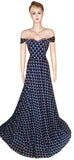 Sleeveless Crystal & Diamond Beaded Printed Chiffon Gown. Medium