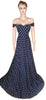 Sleeveless Crystal & Diamond Beaded Printed Chiffon Gown. Medium