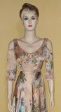 U Neck Crystal Beaded Silk Gown. Medium