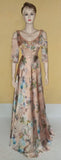 U Neck Crystal Beaded Silk Gown. Medium