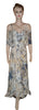 Fabulous Beaded Printed Chiffon Gown. Medium.