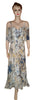 Fabulous Beaded Printed Chiffon Gown. Medium.