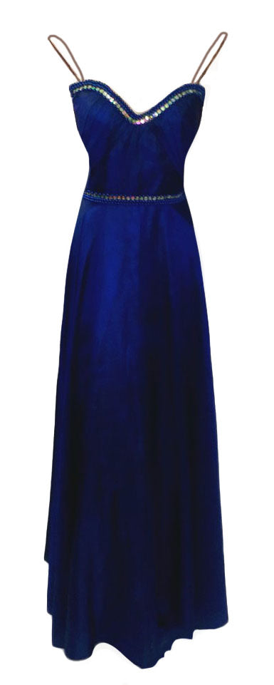 Sleeveless Crystal Beaded Silk Gown. Medium