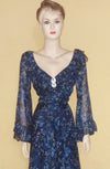 Off Shoulder Crystal Beaded Chiffon Gown. Medium.