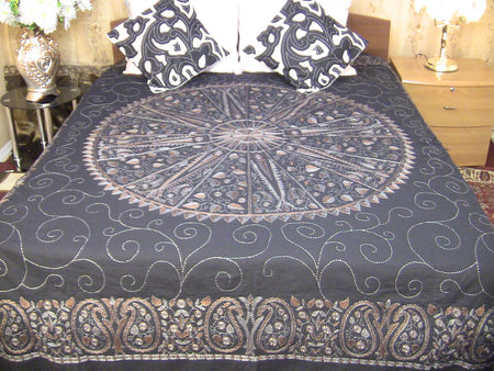 Hand Embroidered Applique Designer Bedspread Coverlet Set (On order)