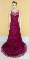 Sleeveless Artful Crystal & Pearl Beaded Gown. Medium