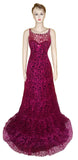 Sleeveless Artful Crystal & Pearl Beaded Gown. Medium