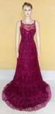 Sleeveless Artful Crystal & Pearl Beaded Gown. Medium