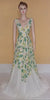 Crystal Beaded Printed Sateen Chiffon Gown. Medium