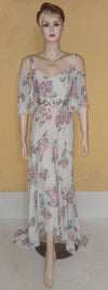 Crystal Beaded Designer Belt Floral Gown. Medium