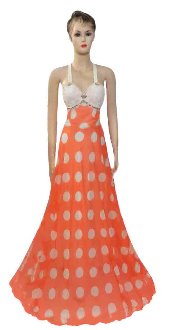 Sleeveless Crystal Beaded Chiffon Gown. Medium