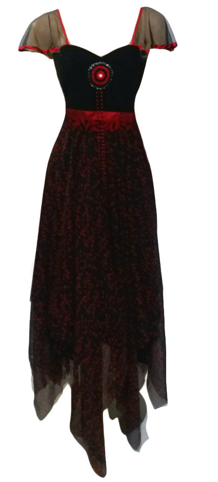 Crystal Beaded Designer Silk Chiffon Midi Dress. Small.