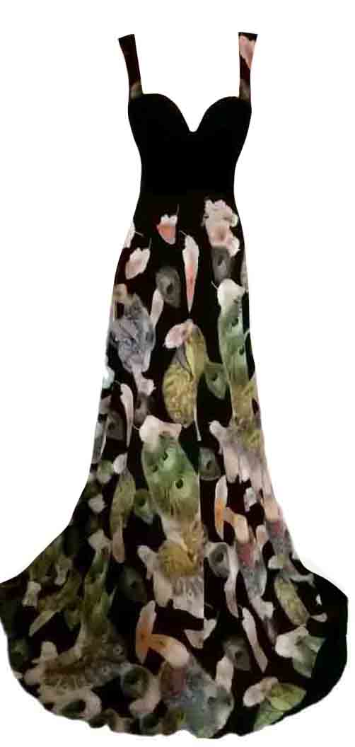 Sleeveless Multicolored  Printed Gown. Medium