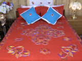 Hand Embroidered Needle Work Bedspread Coverlet Set. Gift Or Save for Family. Queen / King