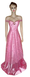 Off Shoulder Crystal & Pearl Beaded Katan Silk Gown. Medium