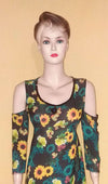 Crystal Beaded Printed Chiffon Gown. Medium.