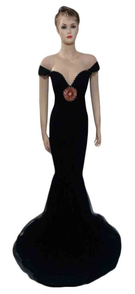 Crystal Beaded Silk Katan Net Gown. Medium.