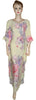 Crystal Beaded Floral Printed Linen Gown. Medium