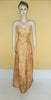 Sleeveless Crystal Beaded Golden Muslin Silk Gown. Medium