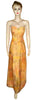 Sleeveless Crystal Beaded Golden Muslin Silk Gown. Medium