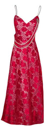 Sleeveless Crystal & Pearl Beaded Designer Red Midi. Medium.