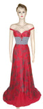 Off Shoulder Crystal Beaded Chiffon Gown. Medium