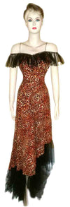 Off Shoulder Leopard Printed Designer Dress. Medium