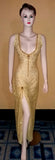 Diamond Beaded Golden Katan Net Dress. Medium