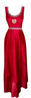 Crystal & Diamond Beaded Valentine Silk Sateen Net Gown Medium