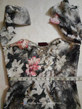 #1 Latest Design Handstitched Back Zip Beaded Silk Floral Printed Dress. Medium 6