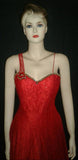 One Shoulder Crystal Beaded Silk Sateen Net Gown. Medium.
