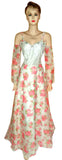 Crytal Beaded Floral Printed Tissue Silk Gown. Medium