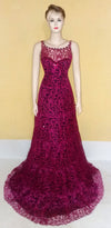 Pearl & Diamond Beaded Designer Silk Katan Lace  Gown. Medium