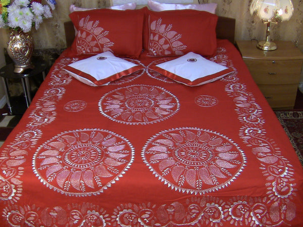 Hand Embroidered Needle Work Special Days Designer Bedspread Coverlet / Quilt Set. Gift or Save for Family. Queen / King