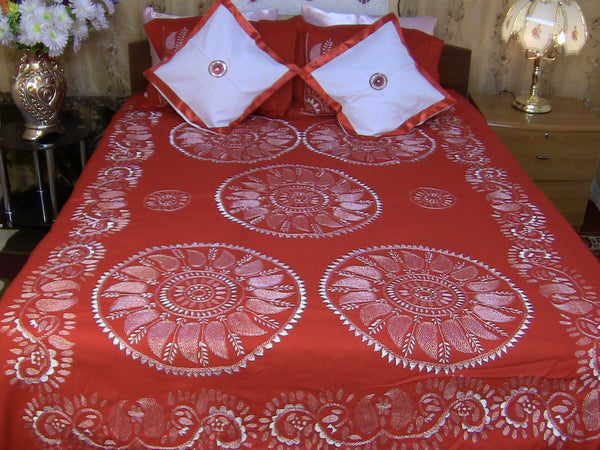 Hand Embroidered Needle Work Special Days Designer Bedspread Coverlet / Quilt Set. Gift or Save for Family. Queen / King