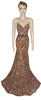 Sleeveless Crystal & Pearl Beaded Leopard Printed Linen Gown. Medium.