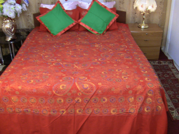 Hand Embroidered Needle Work Designer Special Days Bedspread Coverlet Set. Gift or Save for Family Queen