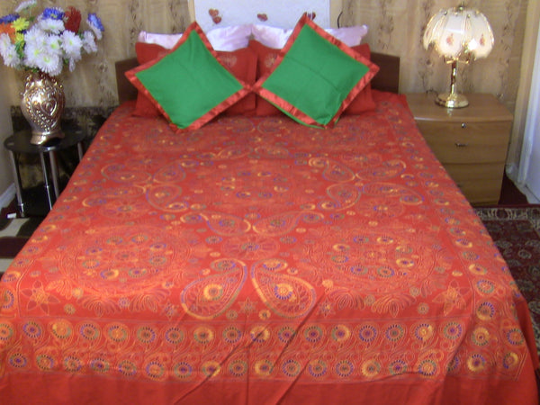 Hand Embroidered Needle Work Designer Special Days Bedspread Coverlet Set. Gift or Save for Family Queen