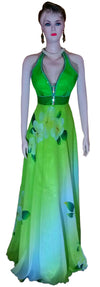 Sleeveless Crystal Beaded Fancy Chiffon Gown. Small